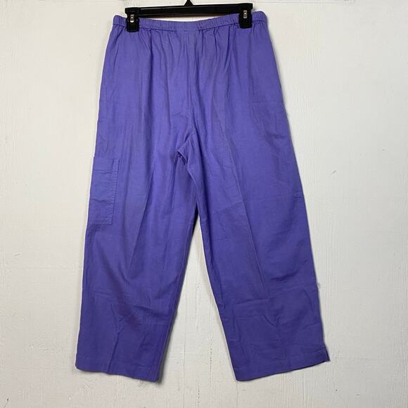 Coldwater Creek Purple Linen Blend Pull On Crop Pants Size Medium Petite - Picture 4 of 7